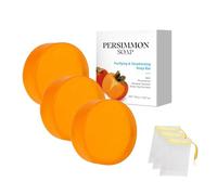 Sapone Kaki - Sapone naturale deodorante per il corpo con estratto di cachi, pulizia profonda e idratante per uomini e donne, 100 g con rete in schiuma (3)