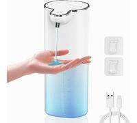 Sapone Liquido Automatico Senza Contatto Ricaricabile 400 ML con Supporto da Parete, 4 Volumi Schiuma Regolabile, Elettrico IPX5 Sensore Movimento Infrarosso, Pulizia Automatica