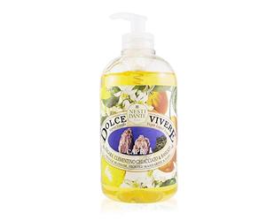 Sapone liquido Capri : zagara, clementino ghiacciato e basilico - Nesti Dante "Dolce Vivere" - Fragranza: frizzante, effervescente, mediterranea - Privo di parabeni - Adatto a tutti i tipi di pelle - Delicato - con dosatore
