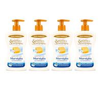 Sapone Liquido Mani e Viso Marsiglia con Antibatterico, Formula Idratante con Provitamina B5, Deterge, Igienizza e Protegge la Pelle, Dispenser con Pompa, Maxi Formato - 4 Unita da 430ml