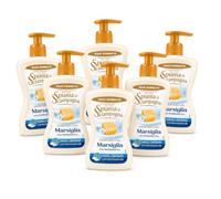 Sapone Liquido Mani e Viso Marsiglia con Antibatterico, Formula Idratante con Provitamina B5, Deterge, Igienizza e Protegge la Pelle, Dispenser con Pompa, Maxi Formato - 6 Unita da 430ml