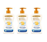Sapone Liquido Mani e Viso Marsiglia con Antibatterico, Formula Idratante con Provitamina B5, Deterge, Igienizza e Protegge la Pelle, Dispenser con Pompa, Maxi Formato - 3 Unita da 430ml