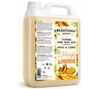 Sapone mousse per mani mango & papaya 5 L - Tanica di ricarica - Idratante, pH neutro, con glicerina e olio di mandorle - Senza parabeni
