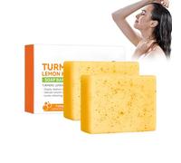 Sapone Naturale Alla Curcuma E Limone, Sapone Alla Curcuma Corpo | Sapone Alla Curcuma per Viso E Corpo, Tutti I Tipi Di Pelle, Per Un Tono Pelle Omogeneo, Aiuta a Ridurre Macchie, 2PCS