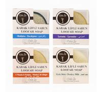 Sapone naturale con fibre di zucca 4 saponi con latte di asino, lavanda, eucalipto e vitamina C con collagene - idratante e cura della pelle" 100% naturale e fatto a mano