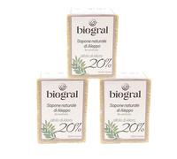 Sapone Naturale Saponetta Corpo, Mani, Viso Tradizionale con Olio di Oliva e Alloro 20% (Pack da 3) Detergente Viso Sapone Solido Consigliato per Pelli Sensibili Delicate, Biocertificato, Idea Regalo