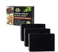 Sapone nero africano Burro di cacao con vitamina E Sapone per l'acne Rimozione delle macchie scure Sapone naturale per il viso Sapone nero per la pulizia profonda Sapone per il controllo dell'olio per