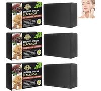 Sapone nero biologico al burro di cacao per la pulizia profonda, sapone nero africano fatto a mano, sapone nero africano biologico burro di cacao e vitamina E, sapone nero africano per tutti i tipi di