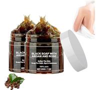 Sapone Nero con Argan e Rosa, Scrub Corpo Esfoliante Marocchino Biologico, Scrub Corpo Esfoliante per Tutti i Tipi di Pelle