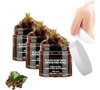 Sapone Nero con Argan e Rosa, Scrub Corpo Esfoliante Marocchino Biologico, Scrub Corpo Esfoliante per Tutti i Tipi di Pelle