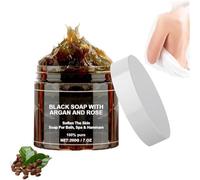 Sapone Nero con Argan e Rosa, Scrub Corpo Esfoliante Marocchino Biologico, Scrub Corpo Esfoliante per Tutti i Tipi di Pelle