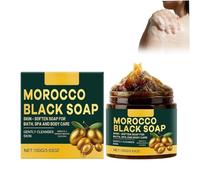 Sapone nero del Marocco, 100 g, sapone per il corpo naturale con olive e rose, sapone nero biologico, detergente profondo e idratante, per tutti i tipi di pelle
