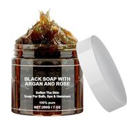 Sapone Nero Marocco con Argan e Rose,Marocchino Black Soap,Sapone Corpo Esfoliante con Sapone,Peeling Gel Doccia per Pelle Morbida,Scrub Corpo Marocchino per Uomini e Donne,200g
