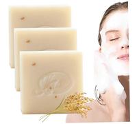 Sapone per latte di riso, sapone di riso 3 pezzi 65 g di sapone per latte di riso anti-acuto idratante purificante per il viso e il corpo naturale non irritante per il viso e il corpo, sapone per il