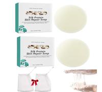 Sapone sbiancante per proteine della seta,sapone sbiancante al latte di collagene,Sapone per la riparazione della pelle con proteine di seta (2, 2Pcs)
