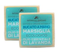 Sapone Solido Bucato a Mano MARSIGLIA Ecologico Con OLIO ESSENZIALE DI LAVANDA. Ideale Per Pretrattare, Rimuovere Le Macchie Rispettando Colori e Tessuti 300g (Sapone (2 Unità))