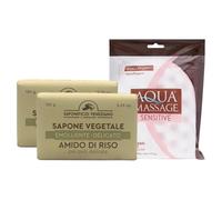 Sapone Vegetale, 0% Grassi Animali, 0% Parabeni, 0% Coloranti, per Viso e Corpo, Disponibile In Diverse Varietà, 150gr + Guanto Massaggio In Spugna, Extra Delicato (AMIDO DI RISO (2 Unità+Guanto))