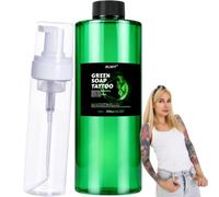 Sapone Verde per Tatuaggi,Green Soap Tattoo Detergente con Flacone Schiumogeno,Tattoo Green Soap,Green Soap Tattoo Kit Pulizia dei Tatuaggi Materiale.Tattoo Green Soap Concentrato Vegan,500ml