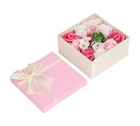 Saponetta a forma di rosa simulata, pregiata confezione regalo di sapone da bagno per donna, sapone floreale a lunga durata che non scolorisce, decorato con nastro, ideale per San (Rosata)