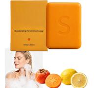 Saponetta al cachi per remove odori e sudore, sapone da bagno deodorante con estratto di cachi e limone, detergente corpo idratante a pulizia profonda, deodorante e antiodore (1pcs)