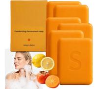 Saponetta al cachi per remove odori e sudore, sapone da bagno deodorante con estratto di cachi e limone, detergente corpo idratante a pulizia profonda, deodorante e antiodore (6pcs)