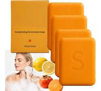 Saponetta al cachi per remove odori e sudore, sapone da bagno deodorante con estratto di cachi e limone, detergente corpo idratante a pulizia profonda, deodorante e antiodore (4pcs)