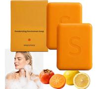Saponetta al cachi per remove odori e sudore, sapone da bagno deodorante con estratto di cachi e limone, detergente corpo idratante a pulizia profonda, deodorante e antiodore (2pcs)