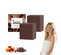 Saponetta al caffè biologico con chicchi di caffè e burro di cacao - Saponetta esfoliante per uomo e donna, Saponette naturali per il corpo per viso, mani e corpo, Tutti i tipi di pelle (2 pezzi)