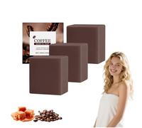 Saponetta al caffè biologico con chicchi di caffè e burro di cacao - Saponetta esfoliante per uomo e donna, Saponette naturali per il corpo per viso, mani e corpo, Tutti i tipi di pelle (3 pezzi)
