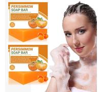 Saponetta al Latte di Capra e Cachi, 2 Pacchi Saponetta Idratante All'olio di Cocco e Cachi, Deodorante Naturale Delicato per Anziani, Detergente Purificante Profondo, per Piedi Maleodoranti (100g*2)