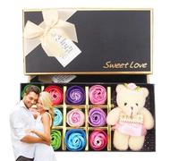 Saponetta da bagno profumata floreale Petali di fiori di rosa, Petali di rosa per il bagno - Set di saponette a forma di petali di rosa 12 pezzi - Confezione regalo di saponette con rose, regalo roman