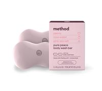 Saponetta Method Pure Peace Pure Peace Rose Water Peonie + note di sale marino rosa Senza plastica 2 saponette da 5 once ciascuna