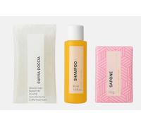 Saponetta monouso 14gr 100 pz + flacone shampoo cf da 60 pz+ cuffia doccia cf da 50 pz - Tris Combo in unica Soluzione Linea cortesia Hotel Color monouso e monodose