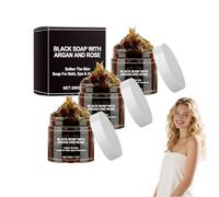 Saponetta nera con olio di argan e rosa - Sapone corpo esfoliante e idratante per la pulizia di tutto il corpo, pulizia profonda e delicata con fragranza biologica di lunga durata, 200g (3 scatole)