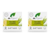 Saponetta Shampoo Dr Organic al Tea Tree e Limone, Purificante, Radici e Cuoio Capelluto Grassi, NUOVO, Senza Plastica, Naturale, Vegano, Cruelty-Free, Senza Parabeni e SLS, Biologico, 75g