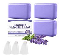 Saponi detergenti e lenitivi alle erbe, saponi detergenti naturali biologici alla lavanda, sapone corpo per una pelle sana, controllo degli odori e pulizia quotidiana rinfrescante (3PCS)