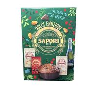 Sapori 1832 Dolci Emozioni, Confezione Regalo con Panettone, Cantuccini Mandorle, Ricciarelli, Praline Cioccolato e Spumante