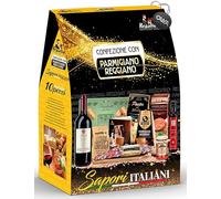 Sapori Italiani 2023 con 10 Pezzi: Cotechino, Lenticchie, Salame, Parmigiano Reggiano, Tocchetti, Pasta, Sugo, Vino, confezione per regalidea con Portachiavi CAIYA®