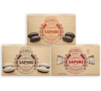 Sapori Ricciarelli MIX con alle Mandorle, Ricoperti di Cioccolato Fondente e con Base di Cioccolato Fondente 140g (2023)