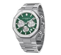 SAPPHERO Orologio da uomo Movimento al quarzo Cronografo da polso Orologio da uomo Octagon in acciaio inox 52M impermeabile luminoso Orologio da polso analogico Deluxe al quarzo con data Verdeargento