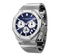 SAPPHERO Orologio da uomo Movimento al quarzo Cronografo da polso Orologio da uomo Octagon in acciaio inox 50M impermeabile luminoso Orologio da polso analogico Deluxe al quarzo con data Argento Blu