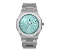 SAPPHERO Orologio da uomo ottagonale in acciaio inossidabile impermeabile fino a 30 m, luminoso, orologio da polso analogico al quarzo per uomo con data elegante, argento blu ghiaccio