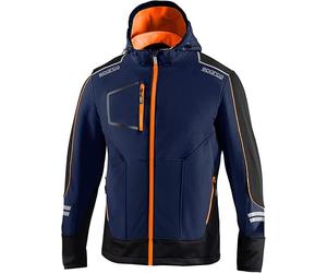 SAPRCO GIUBOTTO GIACCA SOFT-SHELL TECNICO YORK BLU/ARANCIONE CAPPUCCIO E TASCHE
