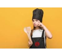 SAQUITOMAGICO Grembiule ufficiale Masterchef per adulti e bambini ricamato. Prodotto con licenza ufficiale, Bambino Nero