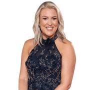 Sara Davies (Blue Dress) Half Body Buddy Cutout