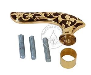 Sara International - Bastone da passeggio vintage con manico in ottone, colore: Giallo