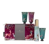 Sara Miller, crema per il corpo, bagnoschiuma, crema per i piedi, 3 x 30 ml, nebbia per cuscino 45 ml, sacchetto di velluto, idratante, burro di karitè, formato da viaggio, vegana e cruelty free
