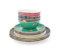 Sara Miller SMC79243-XD London Chelsea Collection - Servizio da tavola, 12 pezzi, porcellana, oro, bianco