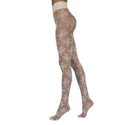 Sarah Borghi Lilian Collant 20 Den Donna in Lycra Effetto Pizzo Dentelle Floreale con Cinturino Extra Comfort - Made in Italy (IT, Testo, S, M, Regular, Regular, Avorio)