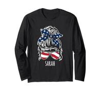 Sarah - Chignon disordinato con occhiali da sole con nastro USA Maglia a Manica